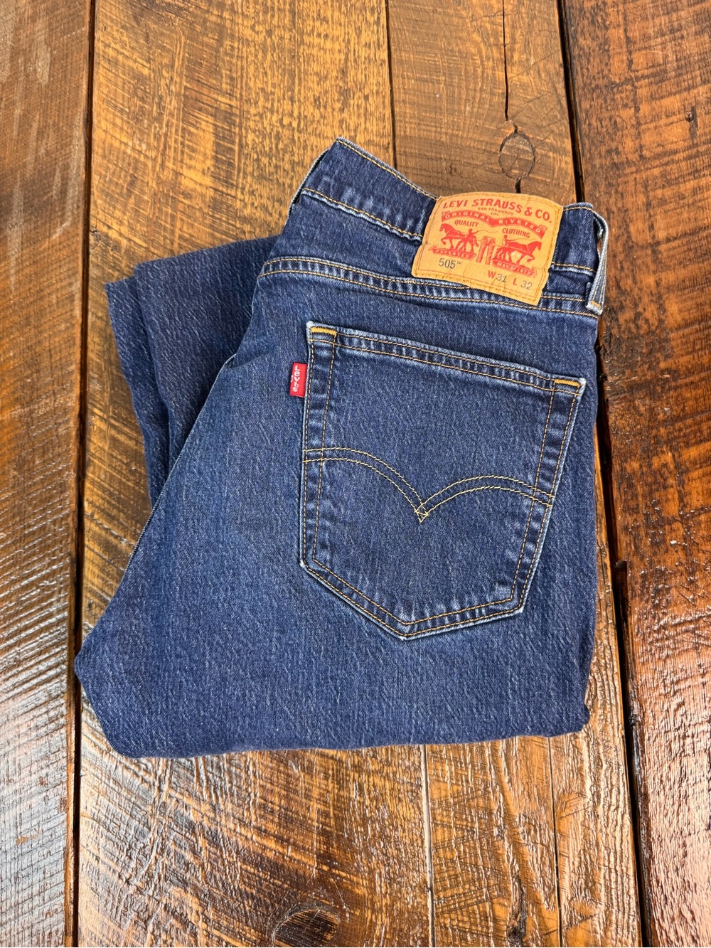 Levi’s 505 Regular Fit Jeans Men’s W31 L32 Dark Wash Straight Leg Denim